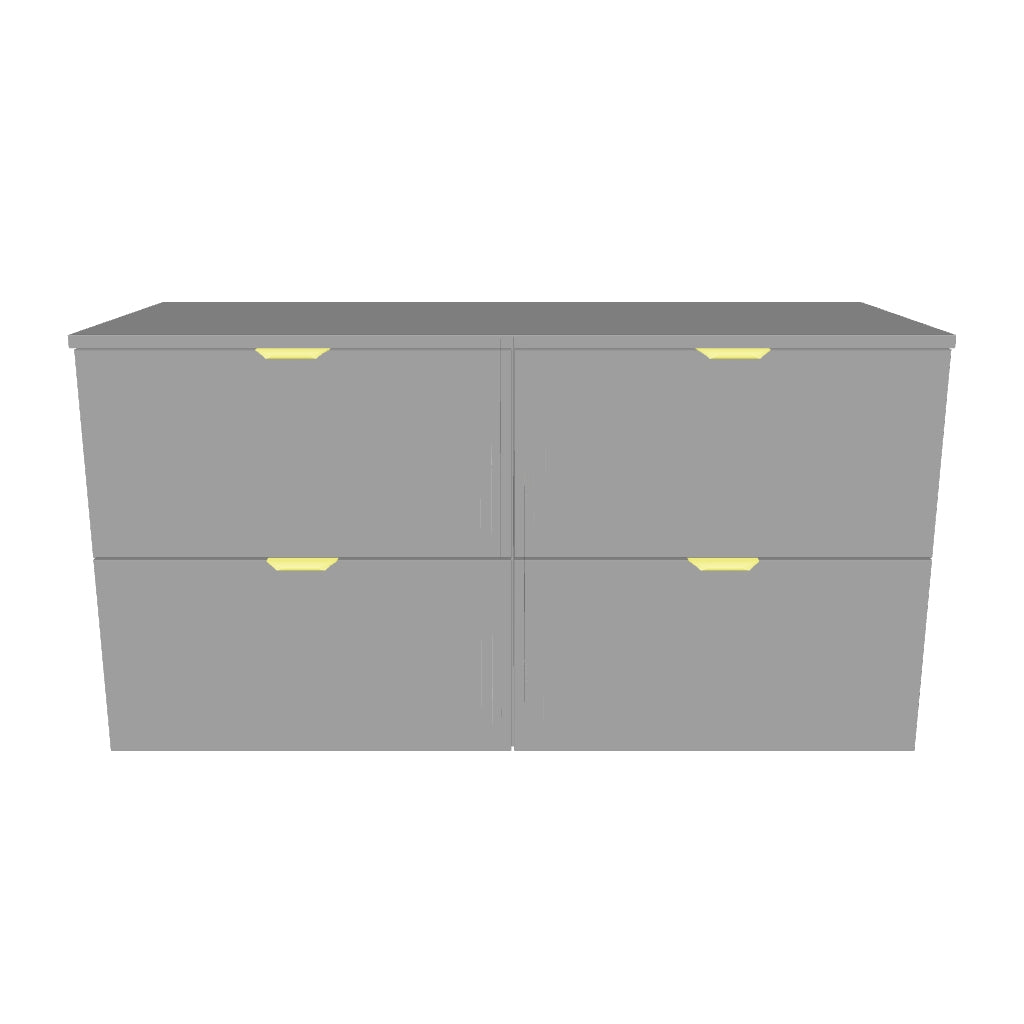 Badmöbel-Set: 120 cm Waschtischunterschrank mit 4 Schubladen und 2 Waschbecken Orio - Kaschmir/Eiche Artisan