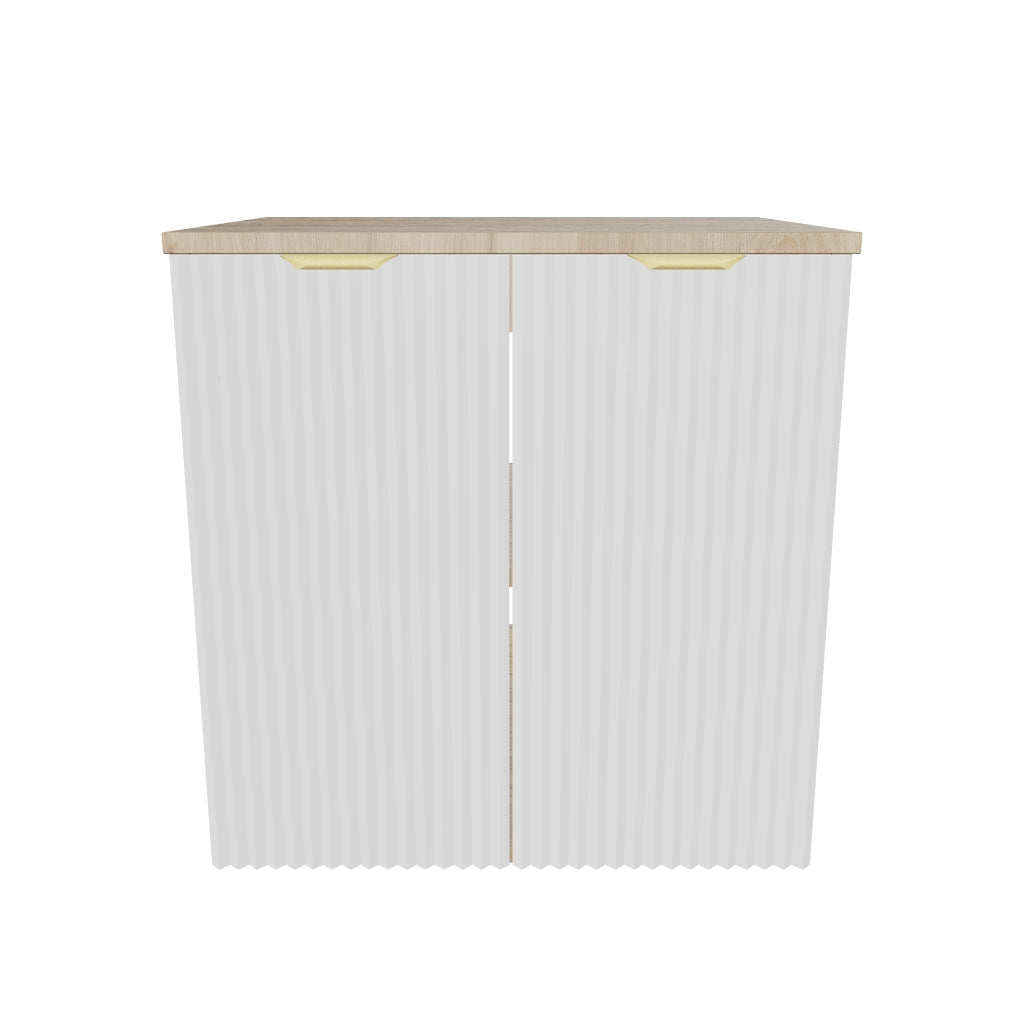 Waschtischunterschrank 60 cm mit Türen Willy - Weiß/Walnuss