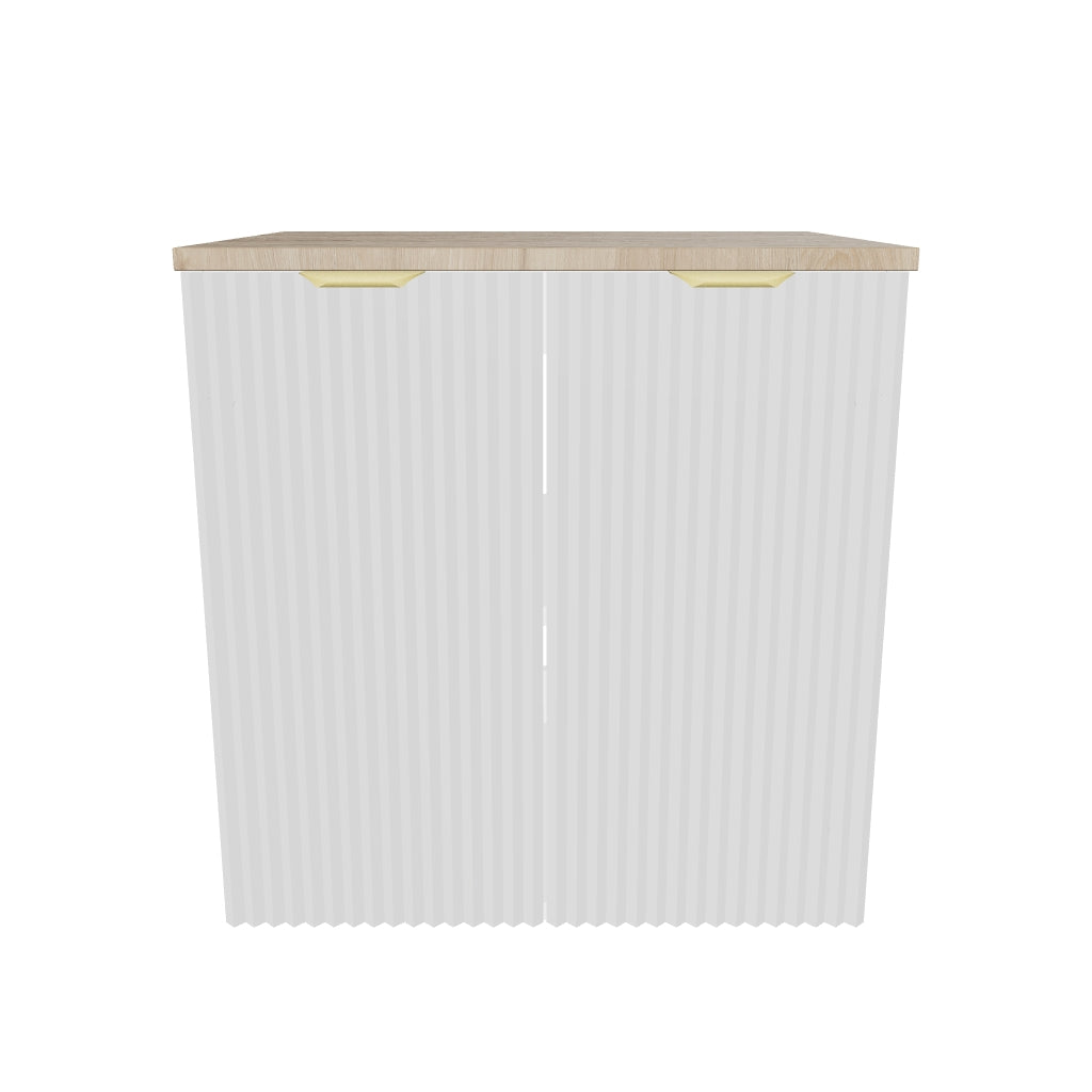 Waschtischunterschrank 60 cm mit Türen Willy - Weiß, Walnussplatte