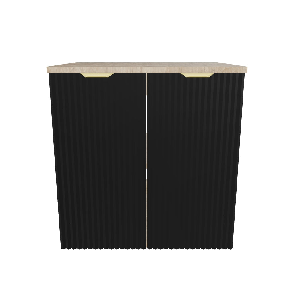 Waschtischunterschrank 60 cm mit Türen Willy - Schwarz/Walnuss