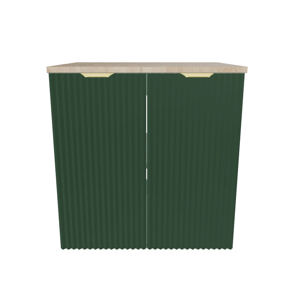 Waschtischunterschrank 60 cm mit Türen Willy - Salbei, Walnussplatte