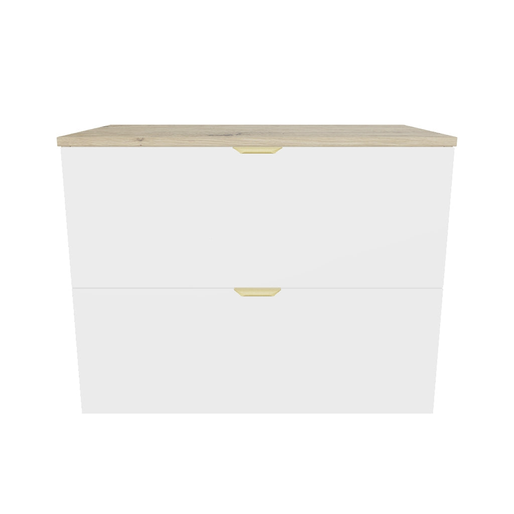 Waschtischunterschrank mit 2 Schubladen 80 cm Orio - Weiß/Eiche artisan