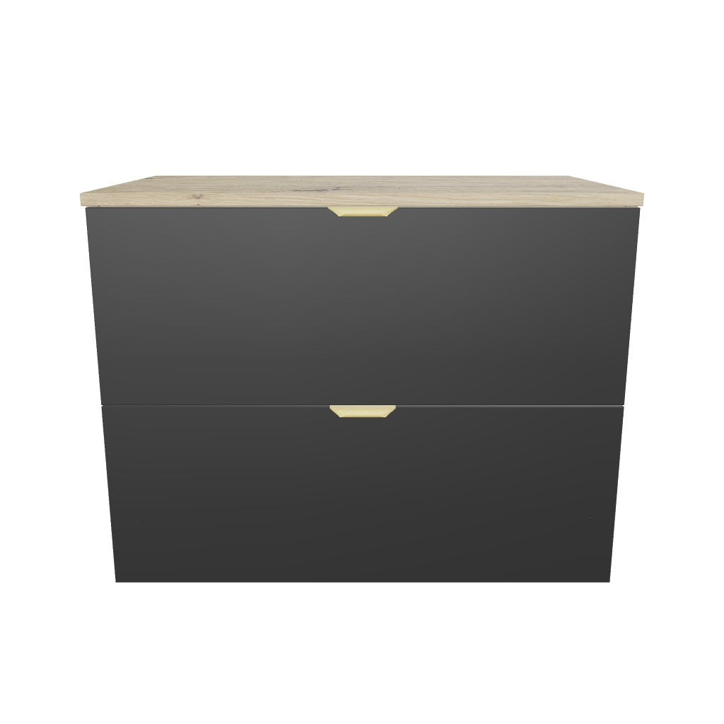 Waschtischunterschrank mit 2 Schubladen 80 cm Orio - Schwarz/Eiche artisan