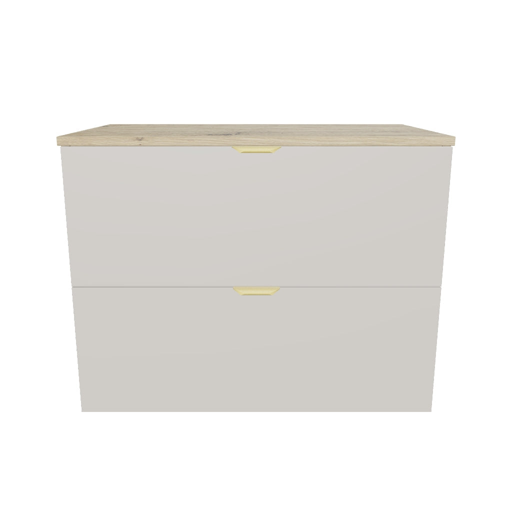 Waschtischunterschrank mit 2 Schubladen 80 cm Orio - Kaschmir/Eiche artisan