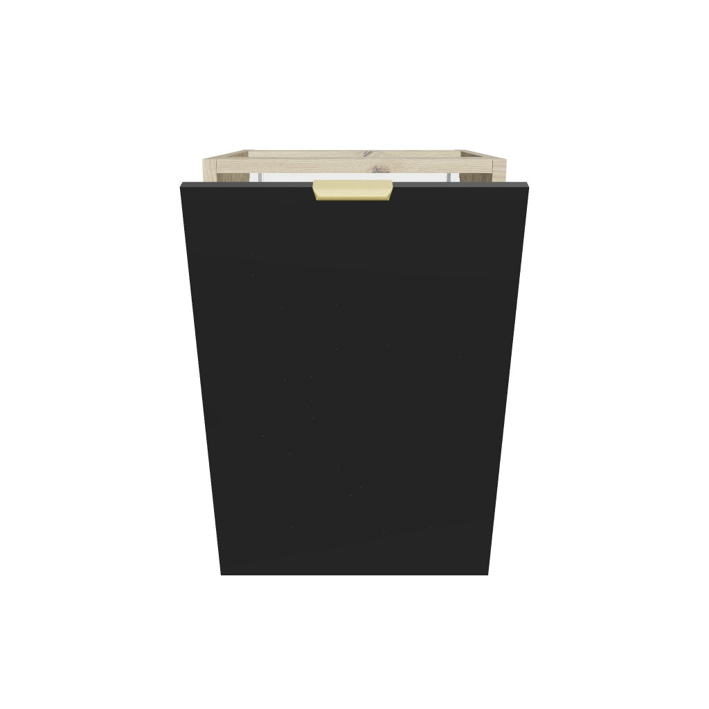 Badezimmerschrank 40 cm mit Wäschekorb Orio - Schwarz/Eiche artisan