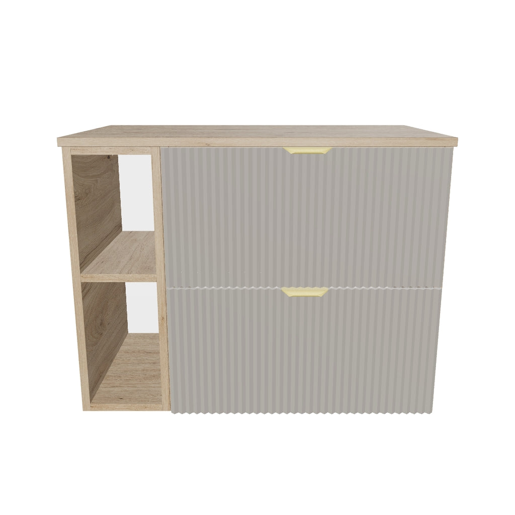 Badmöbel-Set: 80 cm Schrank mit Regal Willy - Kaschmir/Walnuss