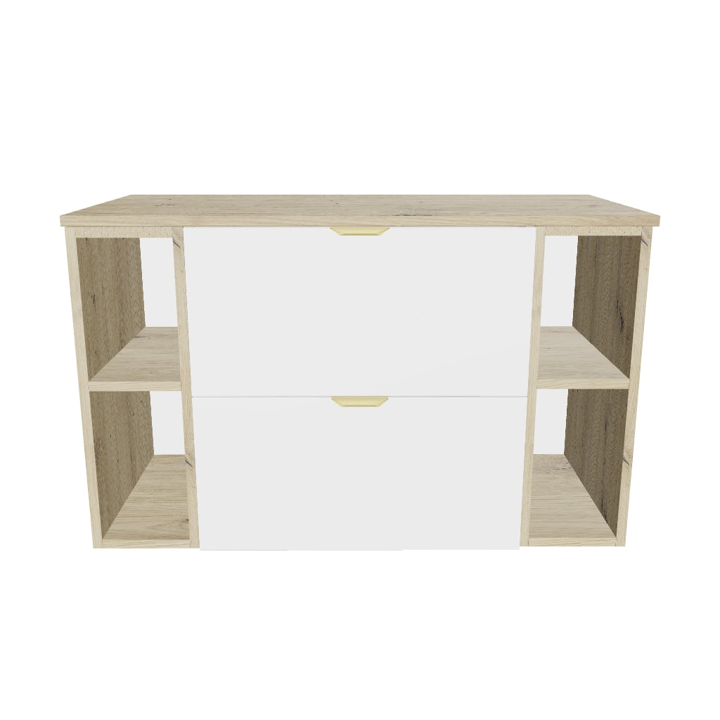 Waschtischunterschrank 100 cm mit 2 Regale Orio - Weiß/Eiche Artisan