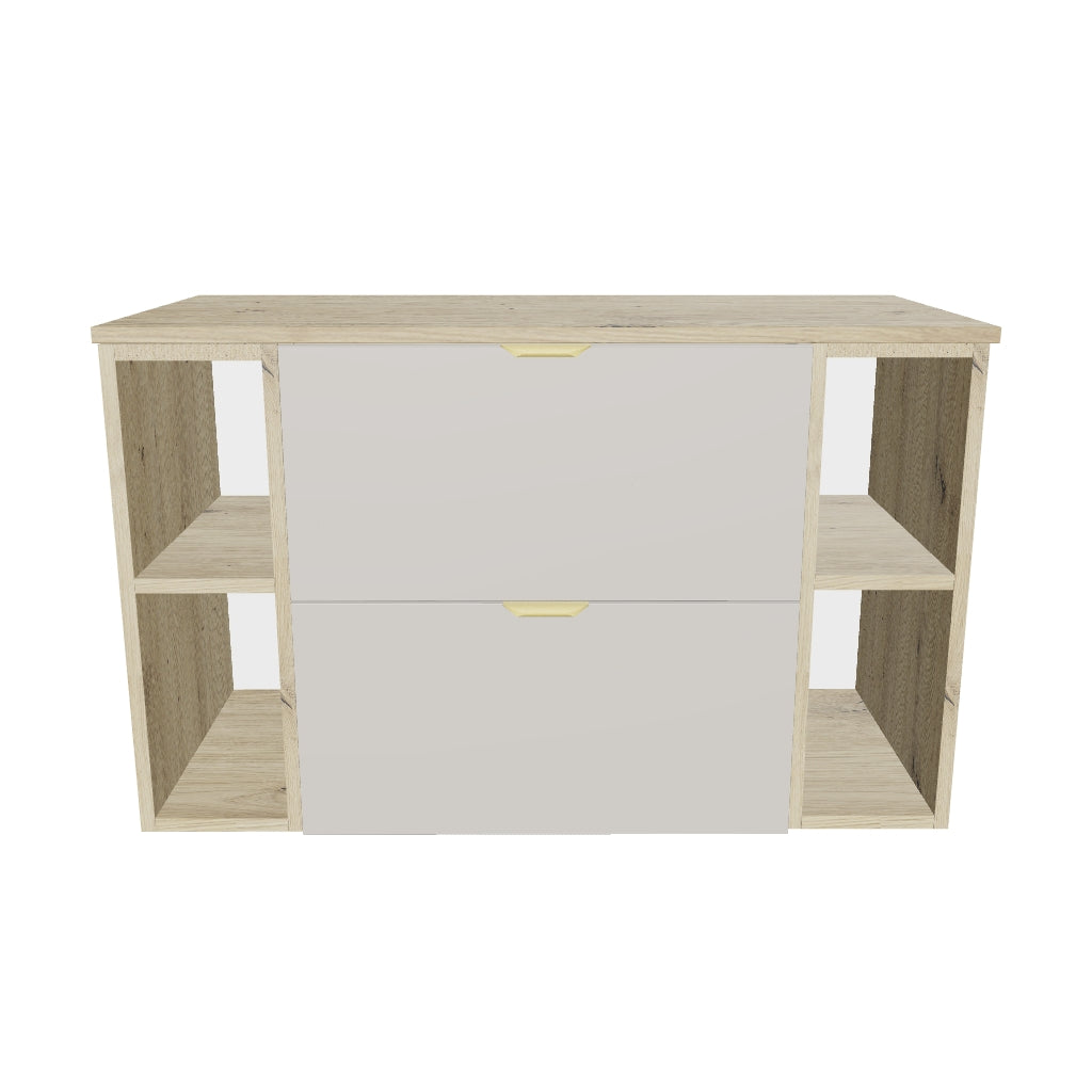 Waschtischunterschrank 100 cm mit 2 Regale Orio - Kaschmir/Eiche artisan