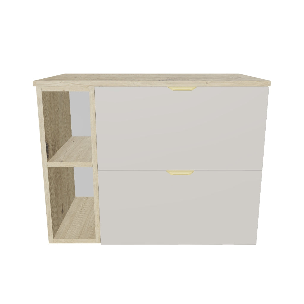 Waschtischunterschrank 80 cm mit Regal Orio - Kaschmir/Eiche artisan