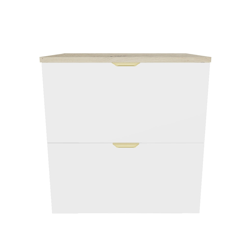 Waschtischunterschrank mit 2 Schubladen 60 cm Orio - Weiß/Eiche artisan