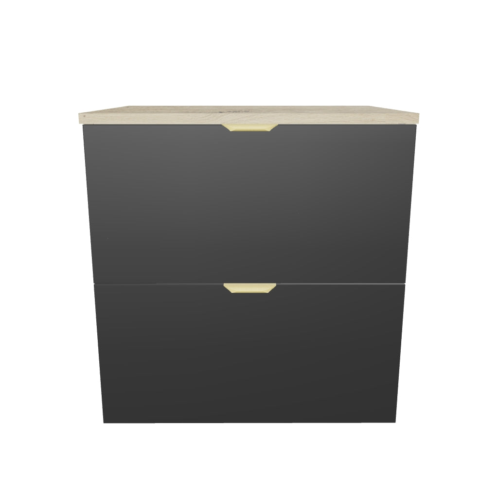 Waschtischunterschrank mit 2 Schubladen 60 cm Orio - Schwarz/Eiche artisan
