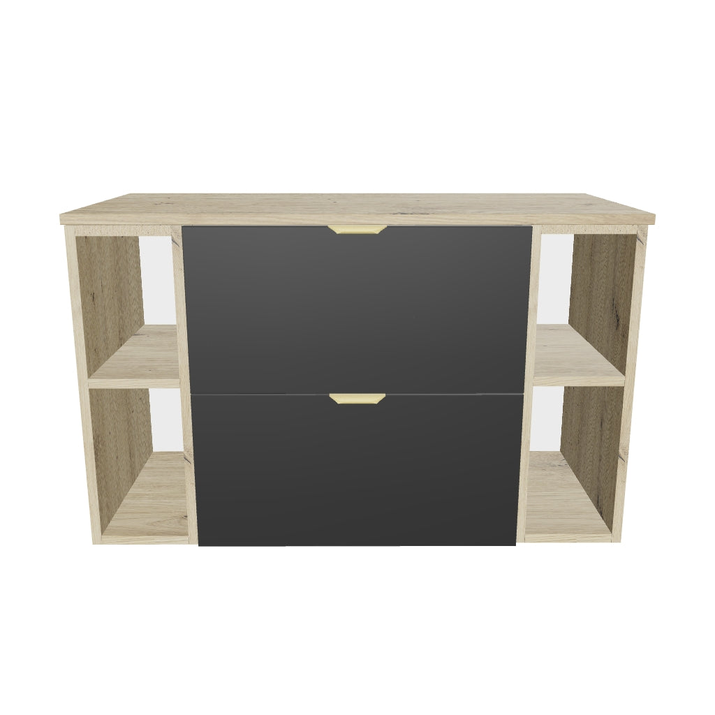 Waschtischunterschrank 100 cm mit 2 Regale Orio - Schwarz/Eiche Artisan