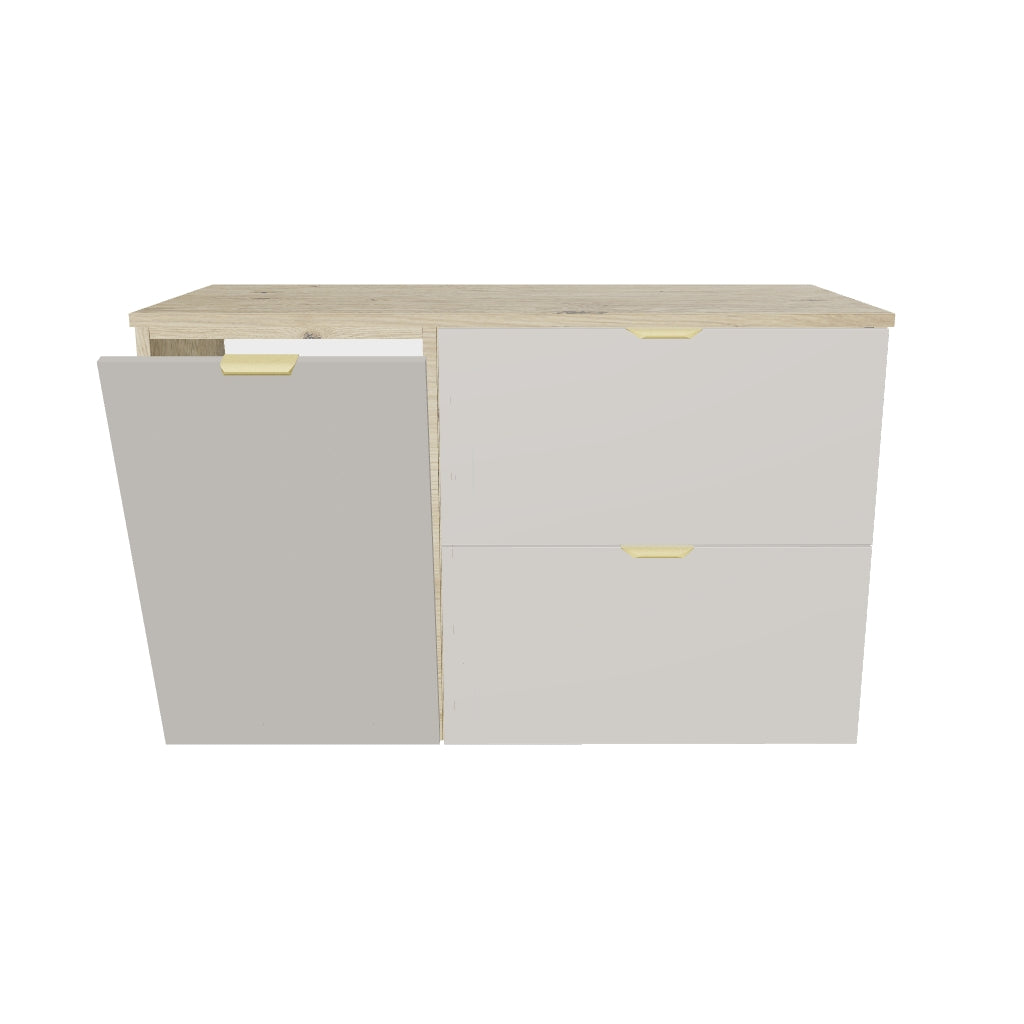 Waschtischunterschrank 100 cm mit Wäschekorb Orio - Kaschmir/Eiche artisan