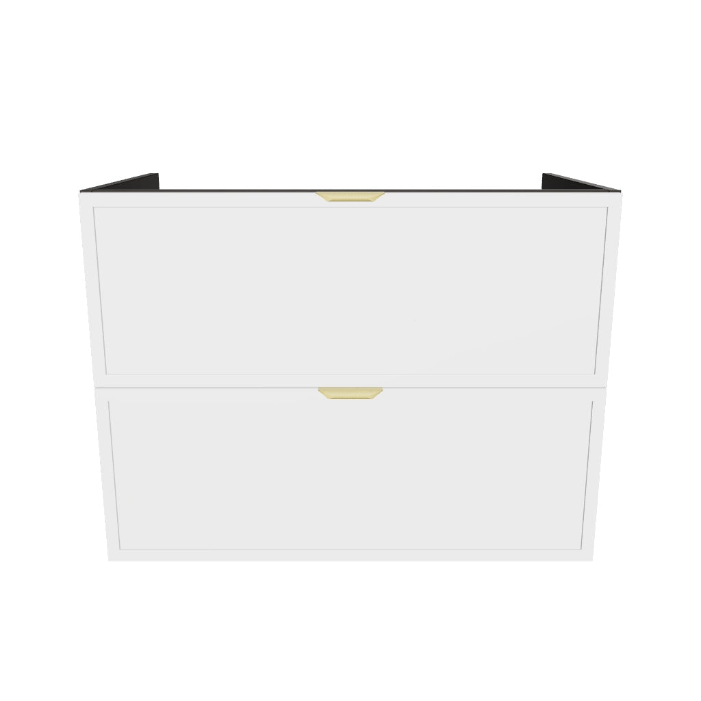 Waschtischunterschrank 80 cm mit 2 Schubladen, ohne Oberteil Roma - Weiß/Eiche Cremona