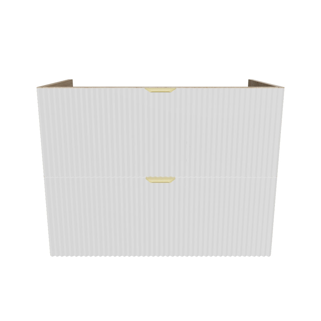 Waschtischunterschrank 80 cm, ohne Oberteil Willy - Weiß/Walnuss