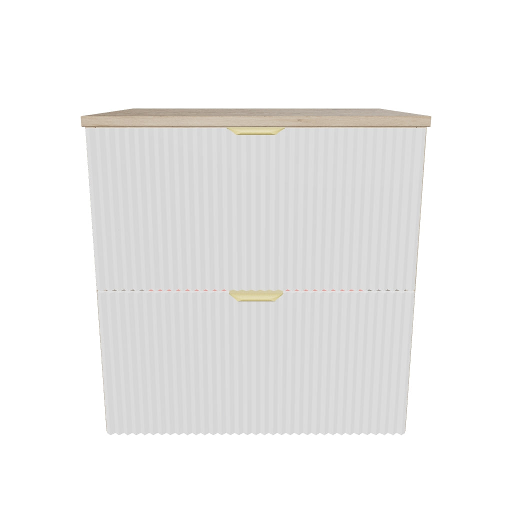 Waschtischunterschrank mit 2 Schubladen 60 cm Willy - Weiß/Walnuss