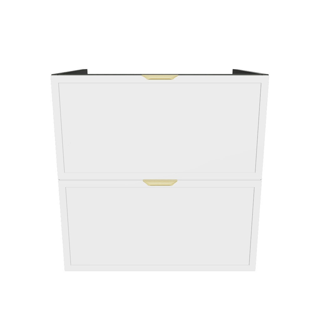 Waschtischunterschrank 60 cm mit 2 Schubladen, ohne Oberteil Roma - Weiß/Walnuss Dunkel