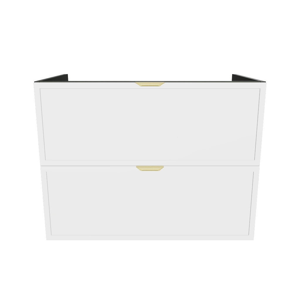 Waschtischunterschrank 80 cm mit 2 Schubladen, ohne Oberteil Roma - Weiß/Walnuss Dunkel