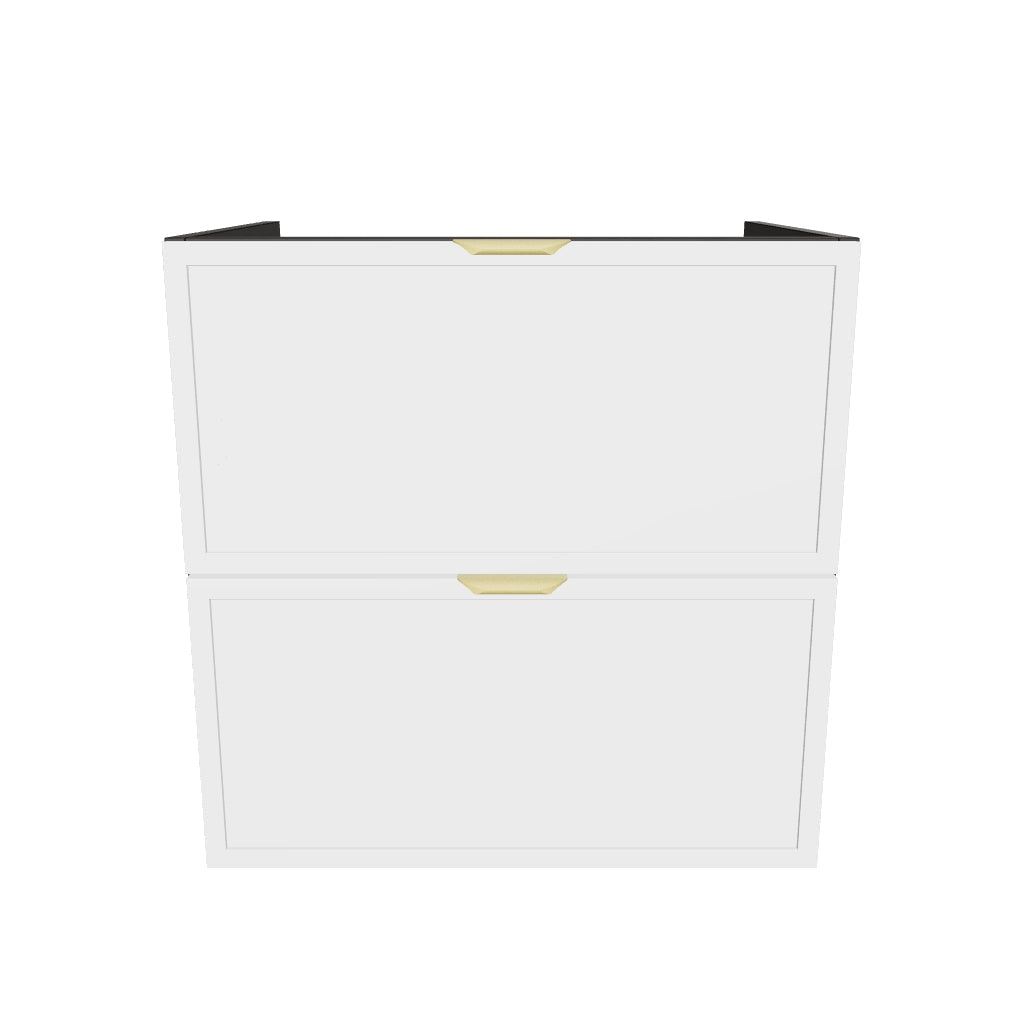 Waschtischunterschrank 60 cm mit 2 Schubladen, ohne Oberteil Roma - Weiß/Eiche Cremona