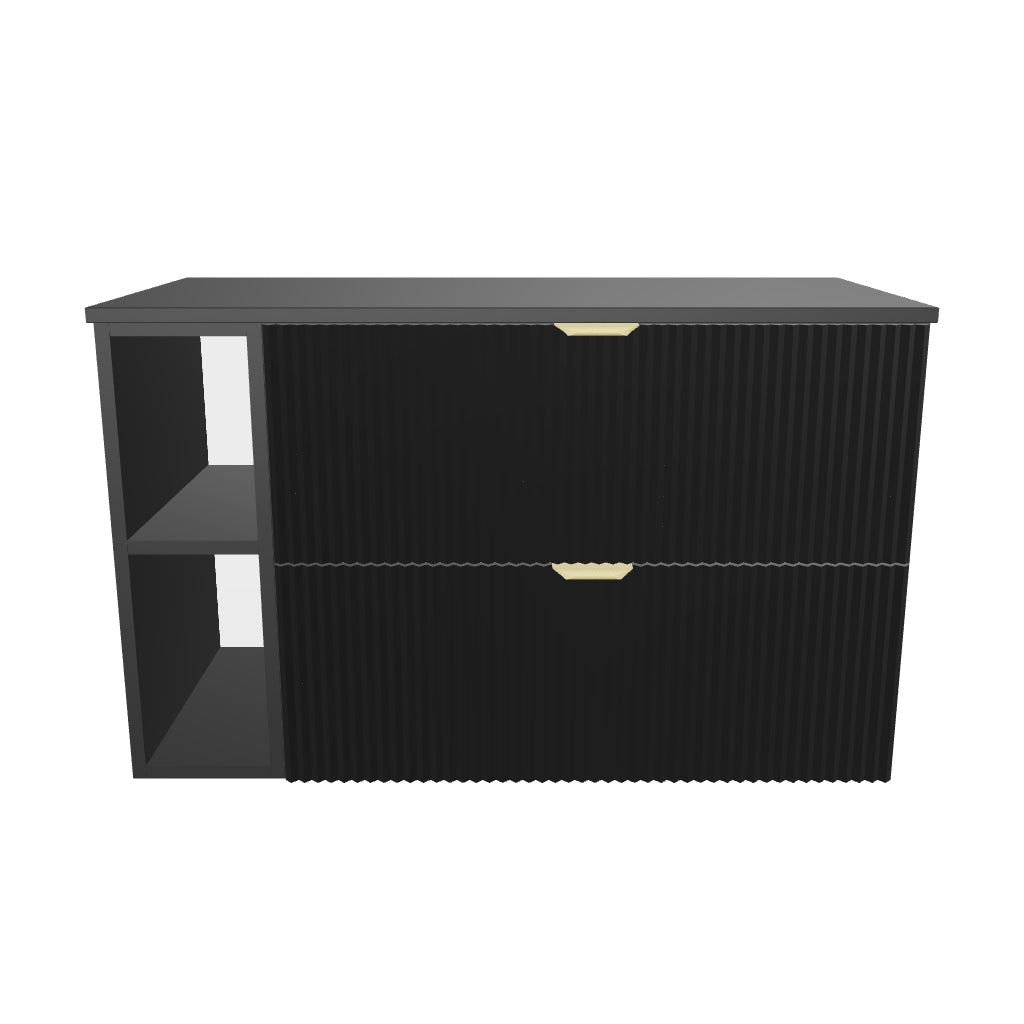Waschtischunterschrank mit Regal 100 cm Willy - Schwarz