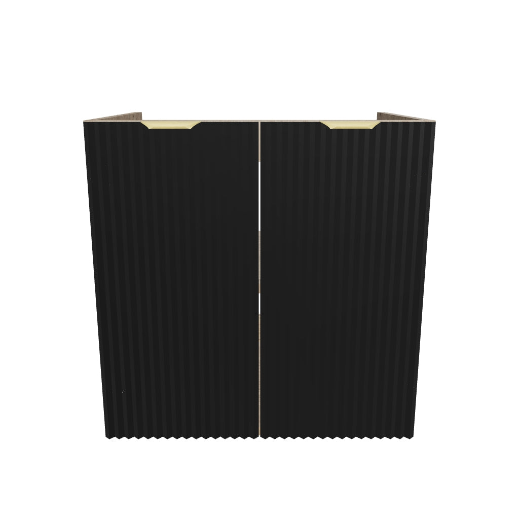 Waschtischunterschrank 80 cm mit Türen, ohne Oberteil Willy - Schwarz/Walnuss