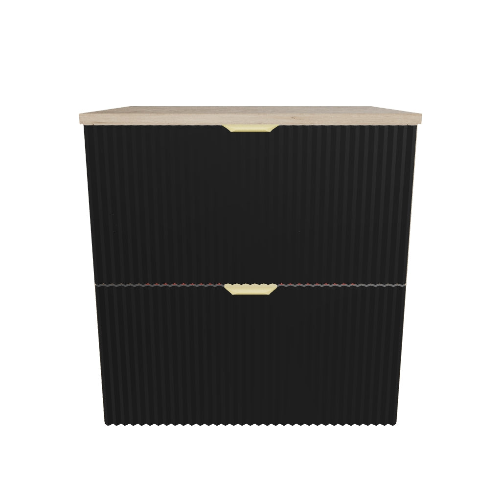 Waschtischunterschrank mit 2 Schubladen 60 cm Willy - Schwarz/Walnuss