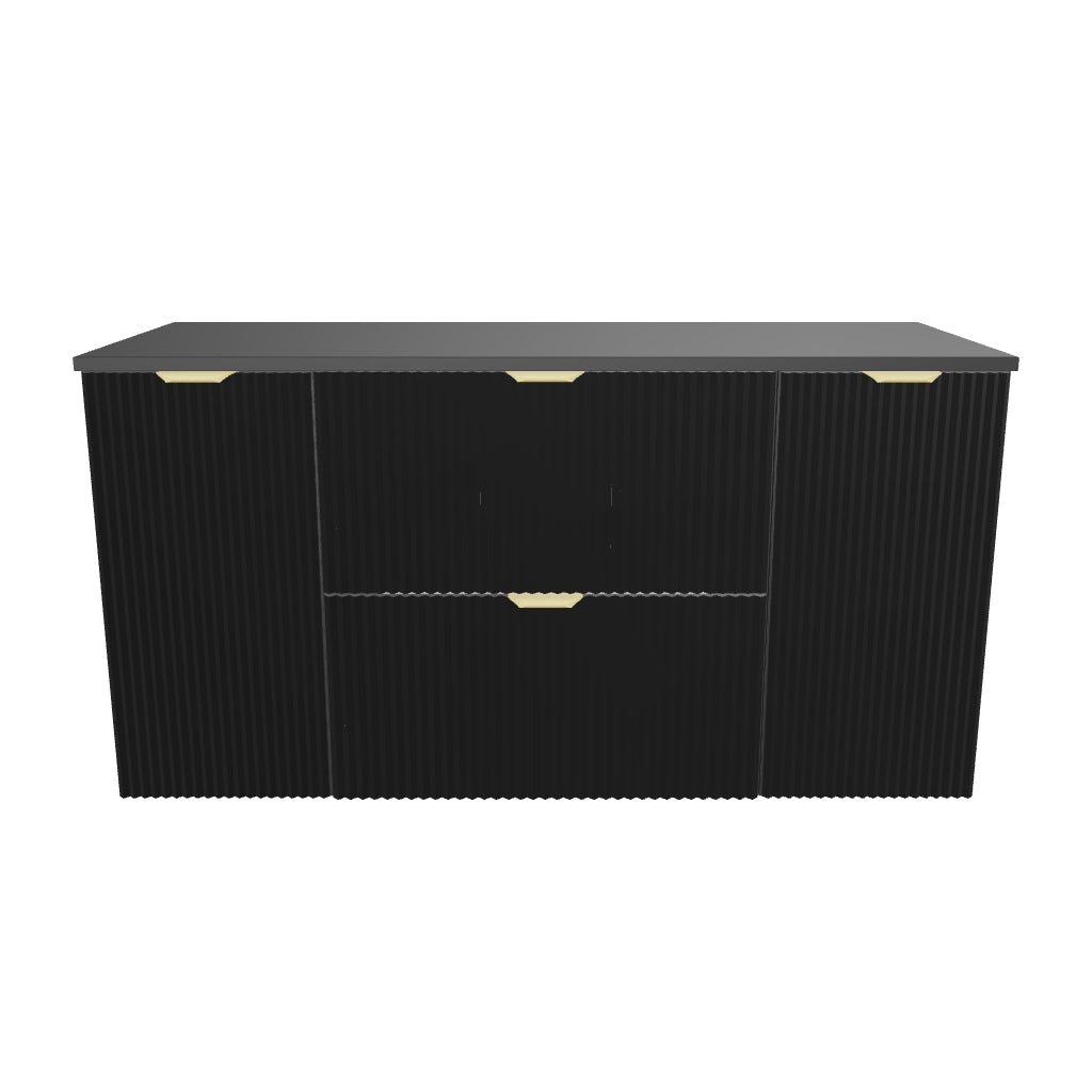Waschtischunterschrank 120 cm mit 2 Türen und 2 Schubladen Willy - Schwarz