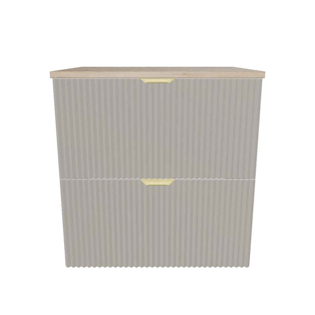 Waschtischunterschrank mit 2 Schubladen 60 cm Willy - Kaschmir, Walnussplatte