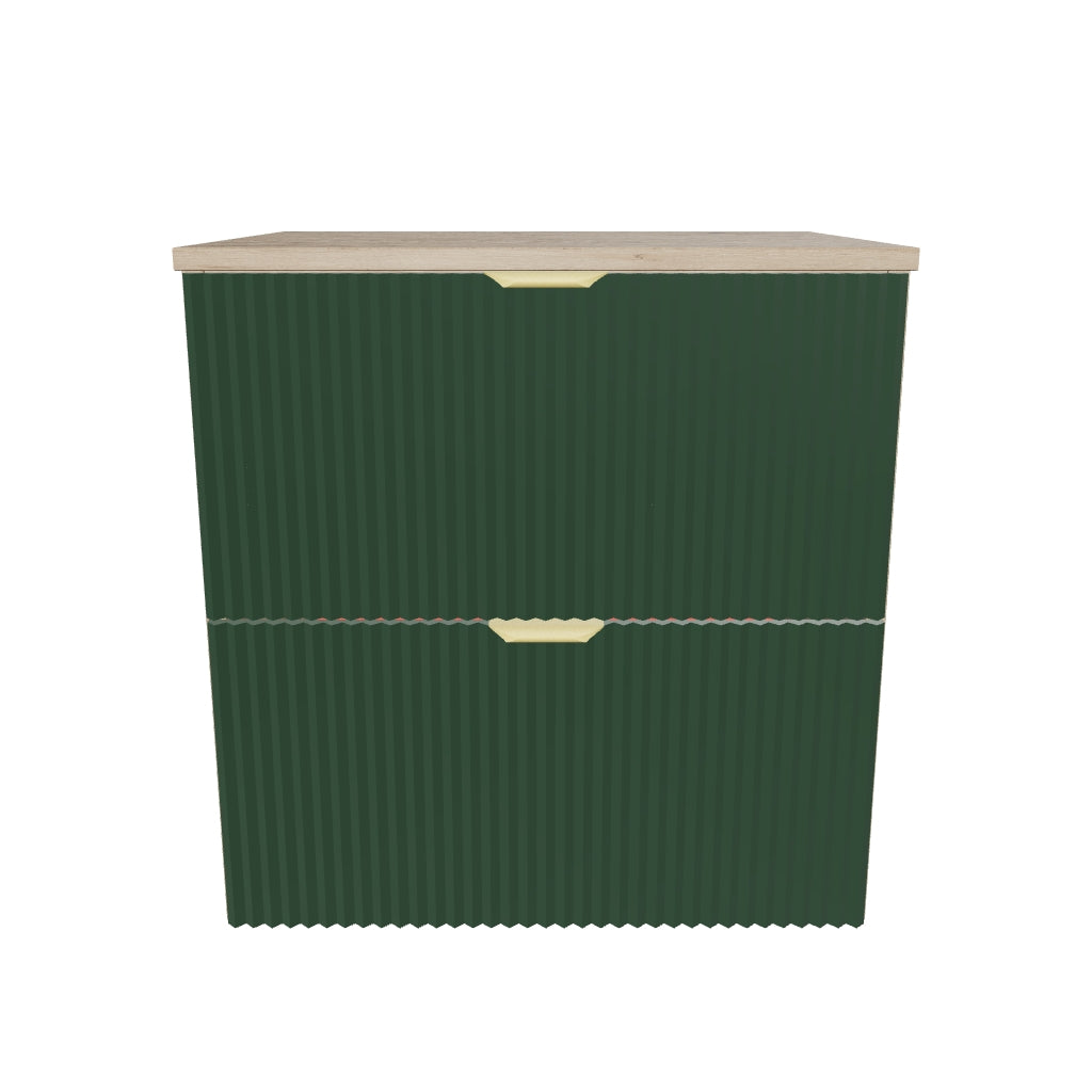 Waschtischunterschrank mit 2 Schubladen 60 cm Willy - Salbei/Walnuss
