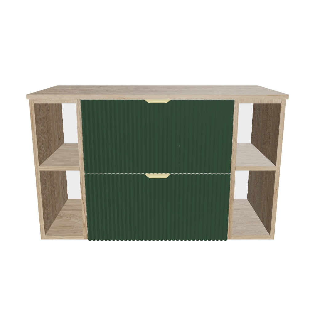 Waschtischunterschrank 100 cm mit 2 Regale Willy - Salbei/Walnuss