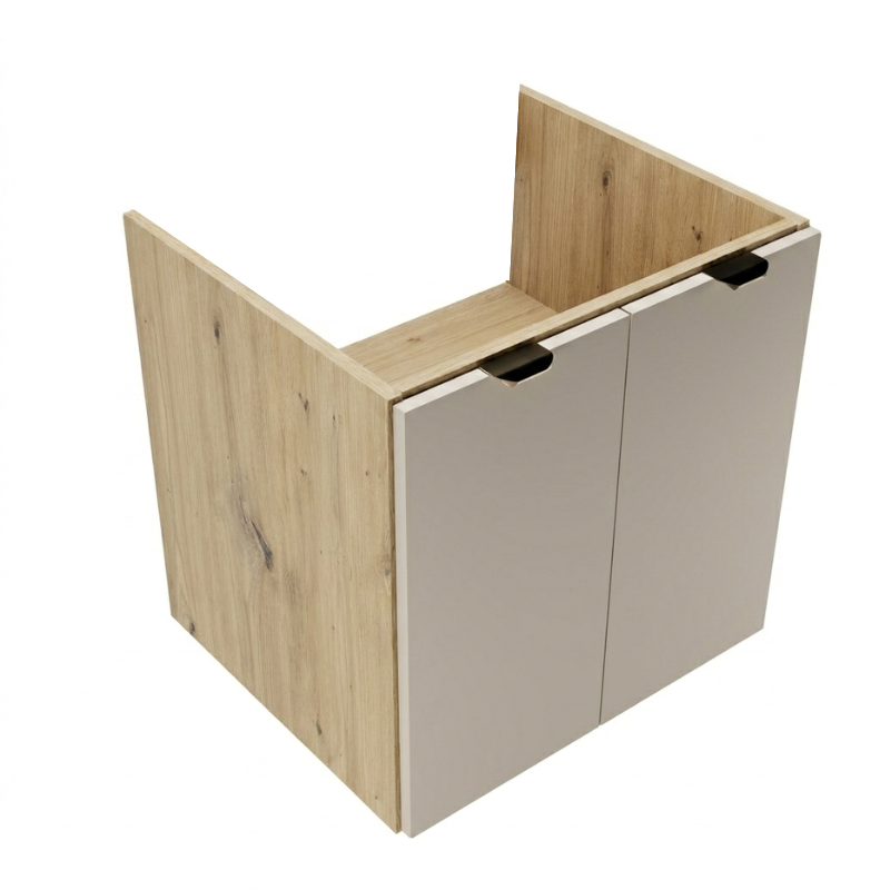 Waschtischunterschrank 60 cm mit Türen, ohne Oberteil Orio - Kaschmir/Eiche artisan