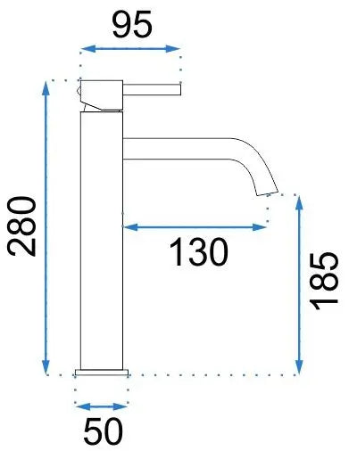 Hohe Waschtischbatterie Lungo - Chrom