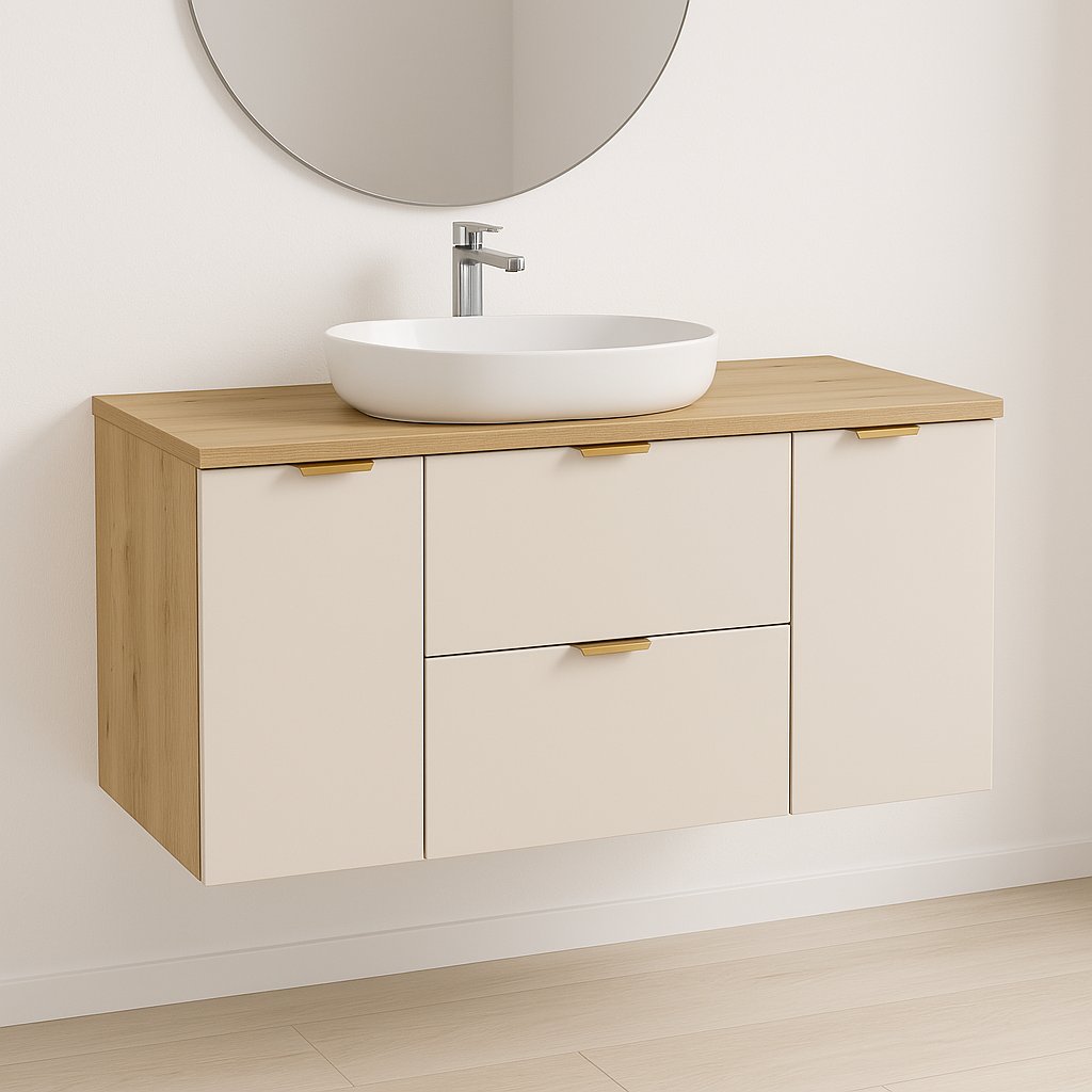Waschtischunterschrank 120 cm Orio - Kaschmir/Eiche artisan