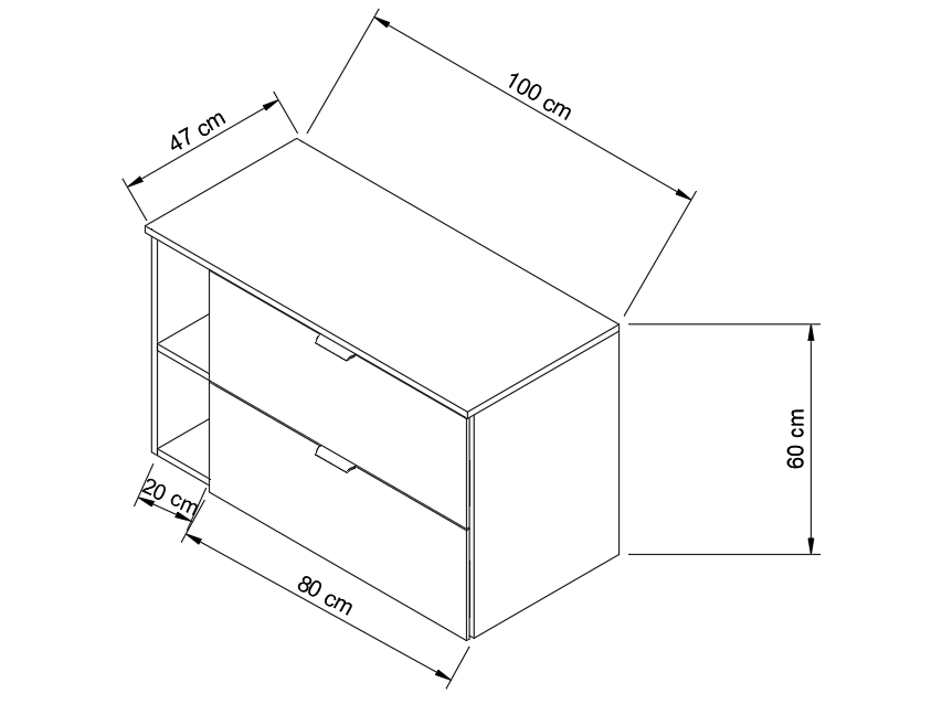 Waschtischunterschrank mit Regal 100 cm Orio - Kaschmir