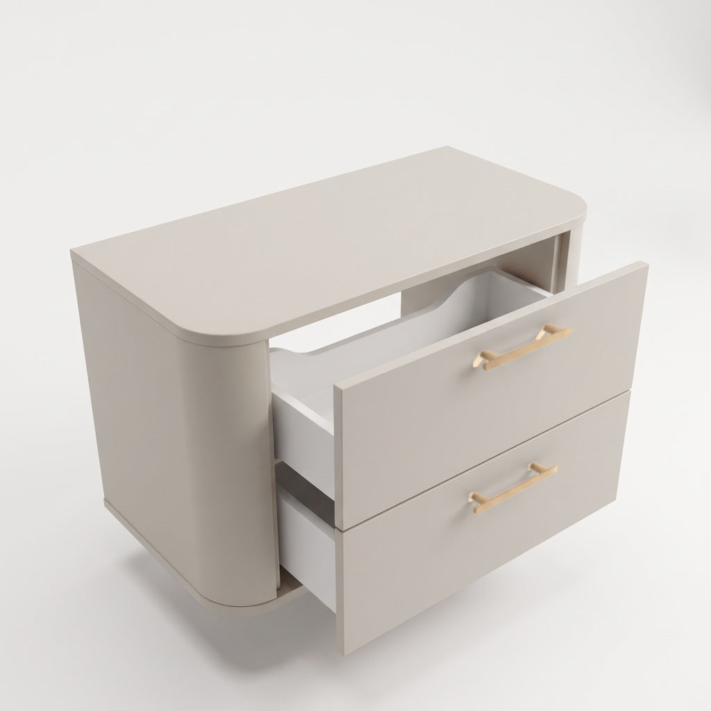 Waschtischunterschrank 80 cm mit 2 Schubladen, abgerundet Nola - Kaschmir
