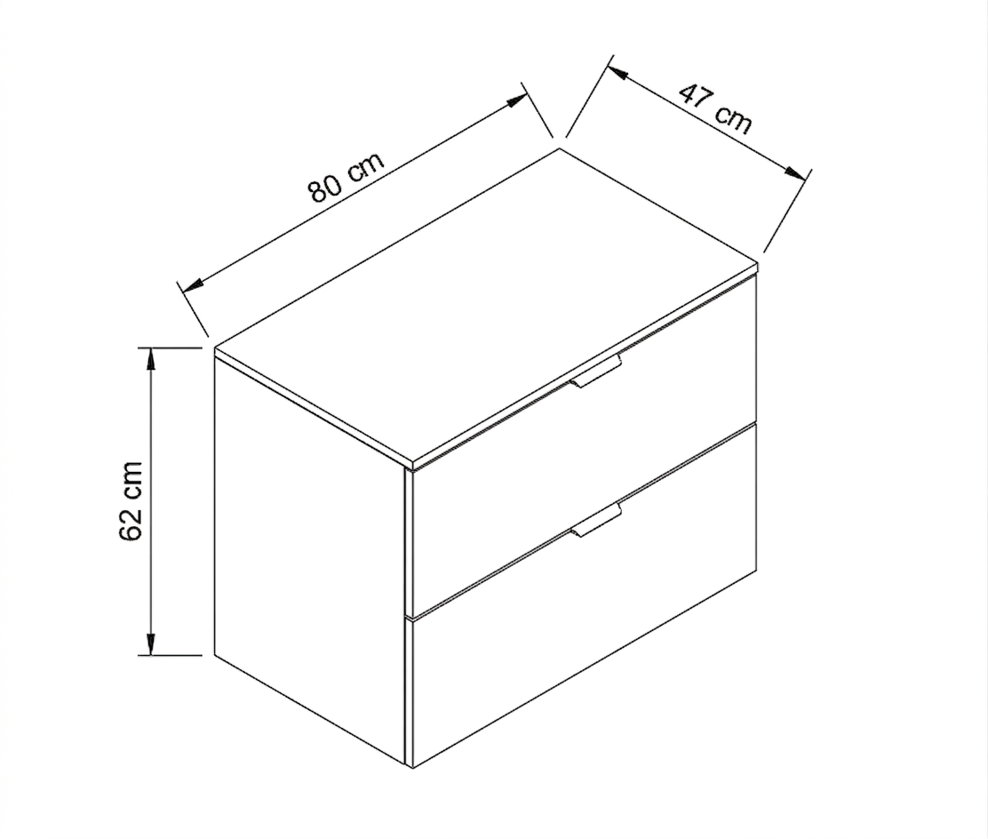 Waschtischunterschrank mit 2 Schubladen 80 cm Orio - Kaschmir/Eiche artisan