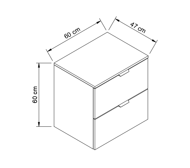 Waschtischunterschrank 60 cm, ohne Oberteil Orio - Kaschmir/Eiche artisan