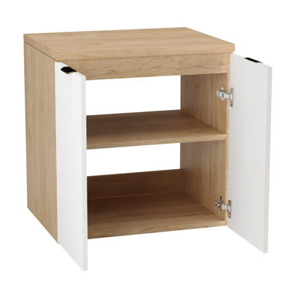 Waschtischunterschrank 60 cm mit Waschbecken, mit Türen Willy - Weiß/Walnuss