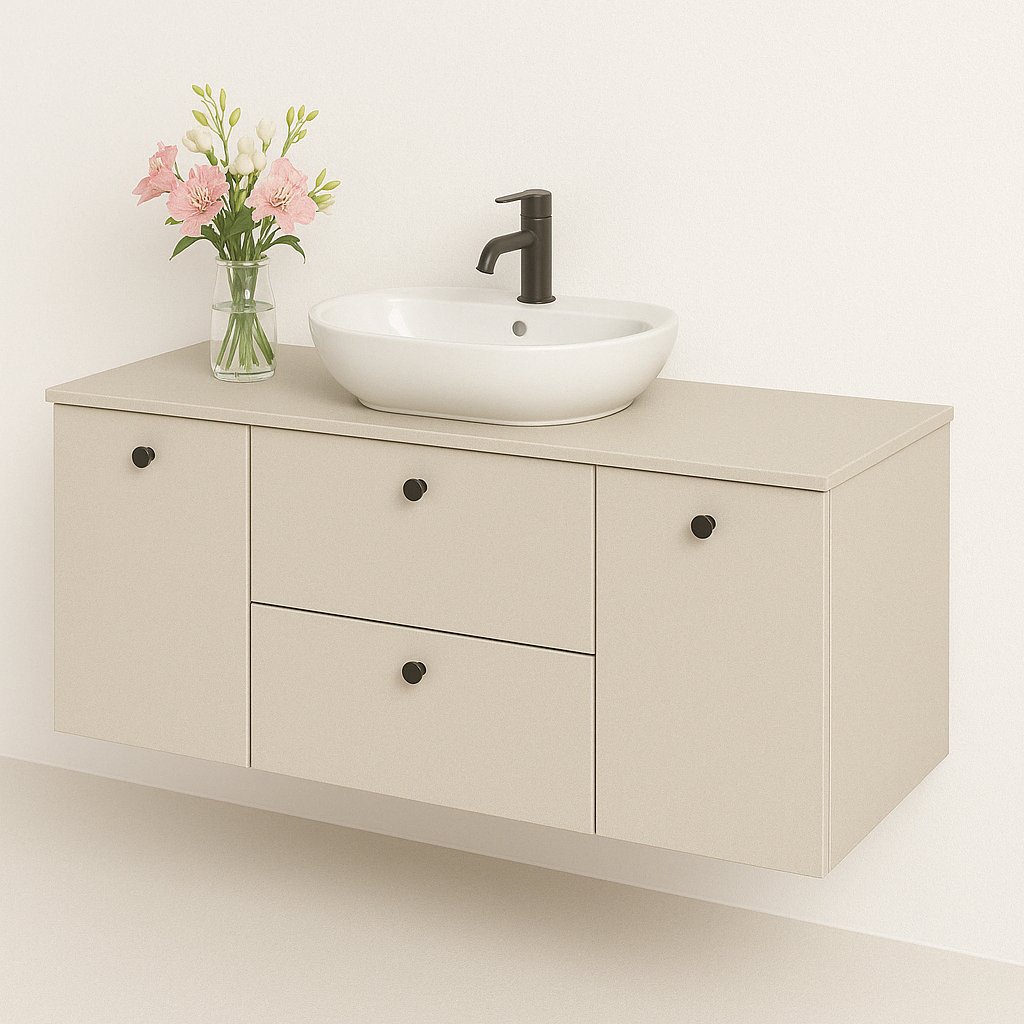 Waschtischunterschrank 120 cm mit 2 Türen und 2 Schubladen Beti - Kaschmir