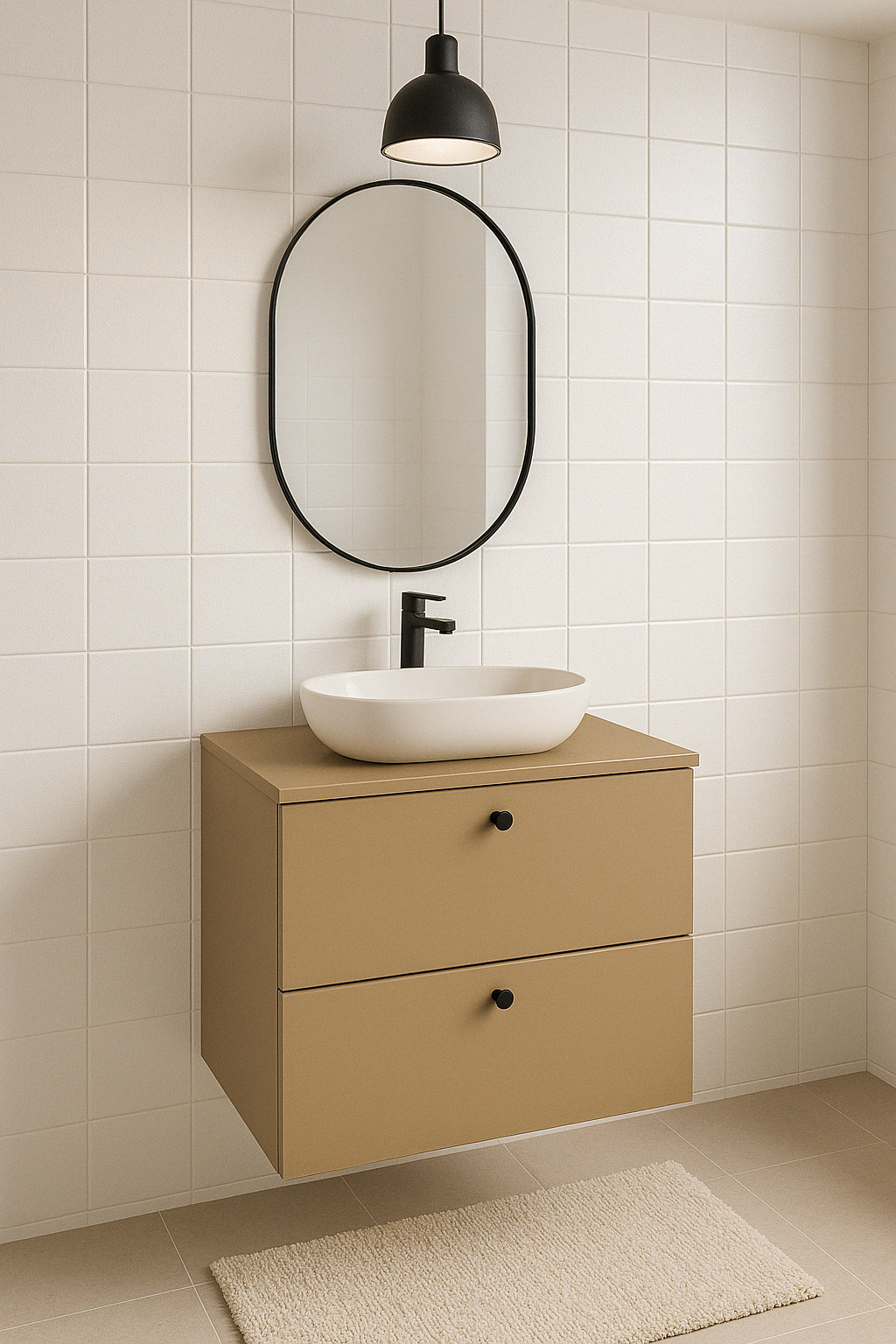 Waschtischunterschrank 60 cm, glatte Fronten Beti - Cappuccino
