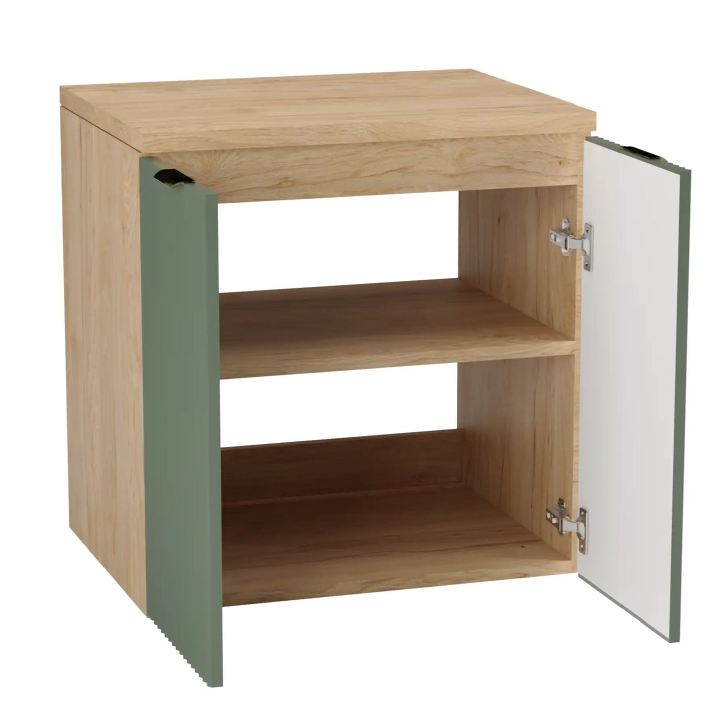 Waschtischunterschrank 60 cm mit Waschbecken, mit Türen Willy - Salbei/Walnuss