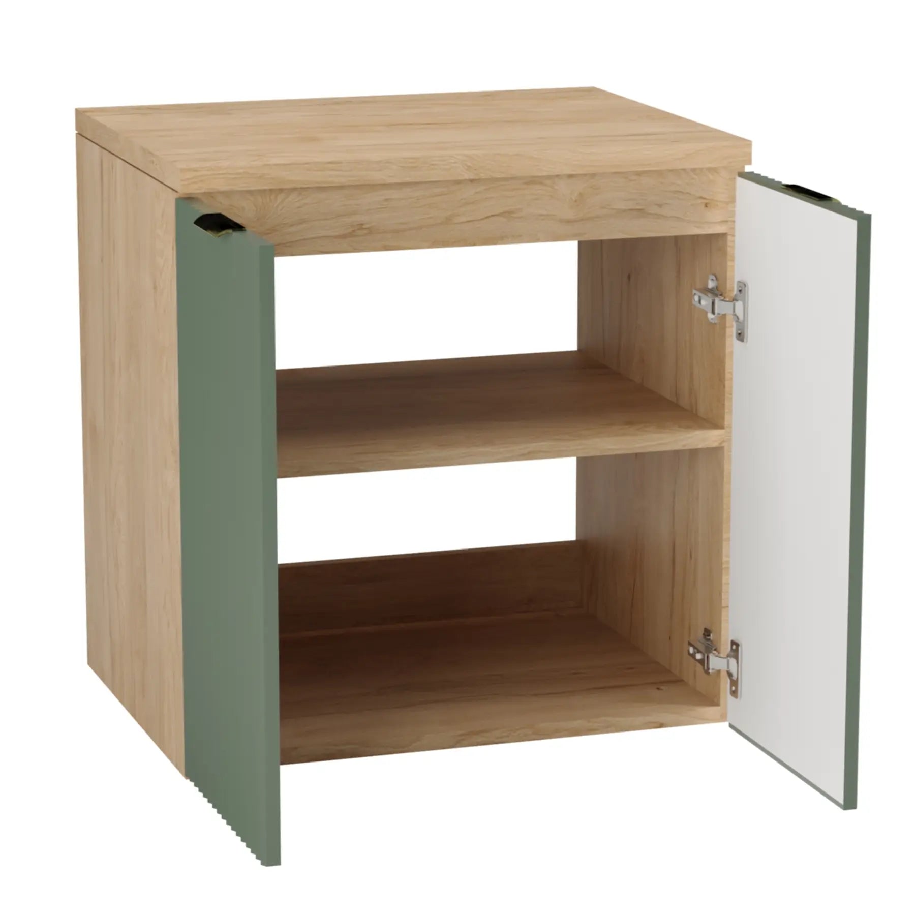 Waschtischunterschrank 60 cm mit Türen Willy - Salbei/Walnuss