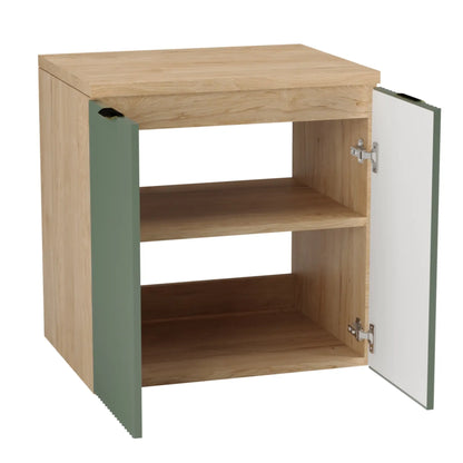 Waschtischunterschrank 60 cm mit Waschbecken, mit Türen Willy - Salbei/Walnuss