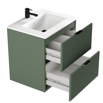 Waschtischunterschrank 60 cm mit Waschbecken Willy - Salbei
