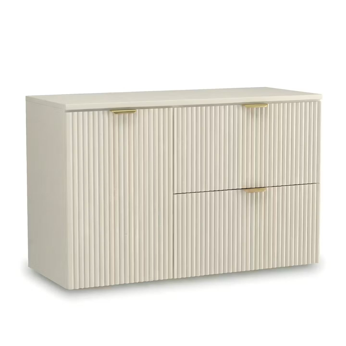 Waschtischunterschrank 100 cm mit Wäschekorb Willy - Kaschmir