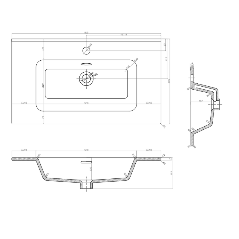 Waschtisch 80 cm - Weiß