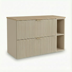 Waschtischunterschrank 100 cm Willy - Kaschmir, Walnussplatte