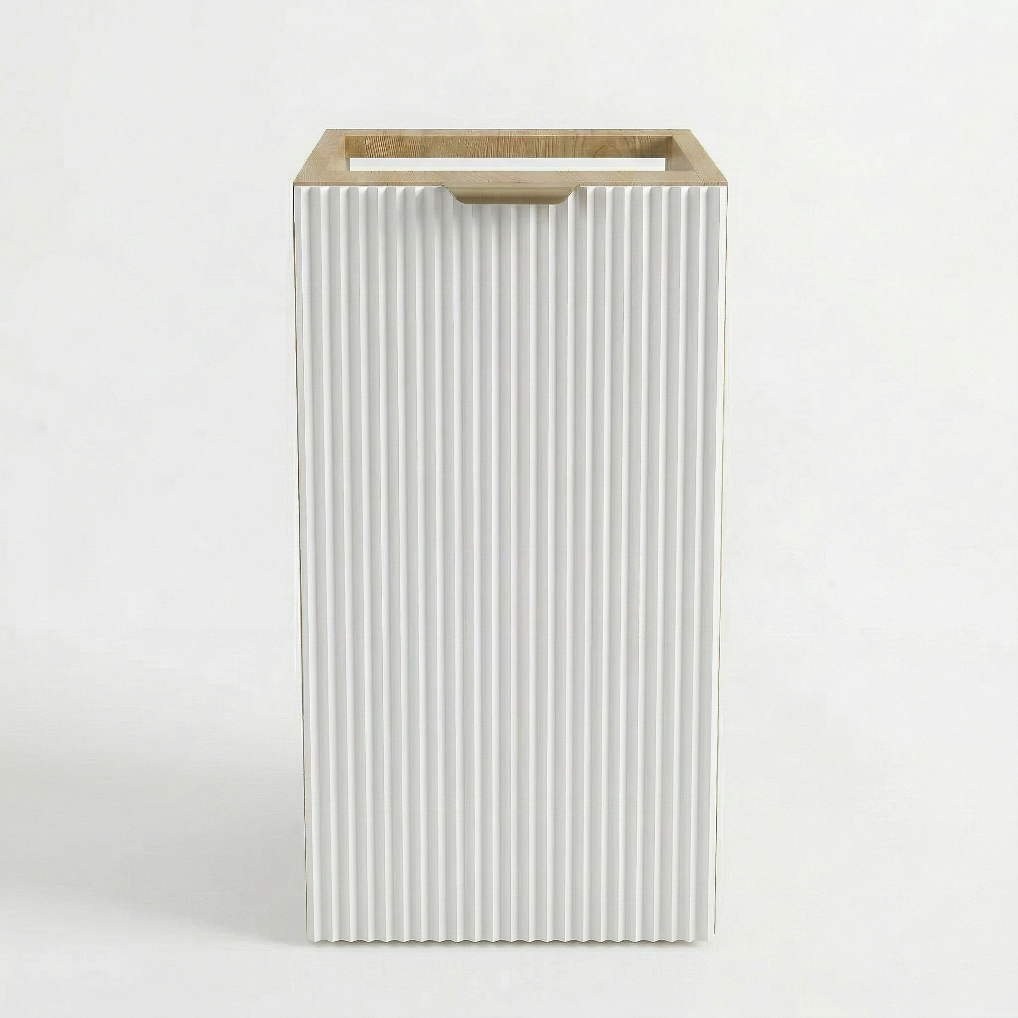 Badezimmerschrank 30 cm, geriffelte Fronten, 1 Tür Willy - Weiß/Walnuss