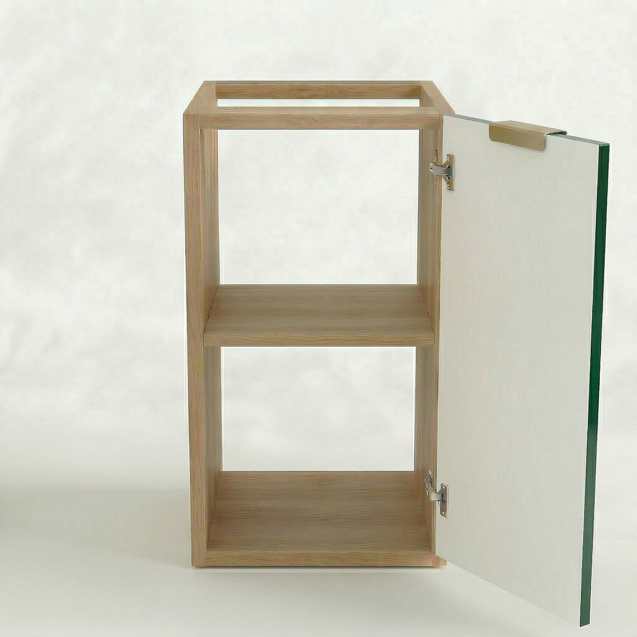 Badezimmerschrank 30 cm, geriffelte Fronten, 1 Tür Willy - Salbei/Walnuss