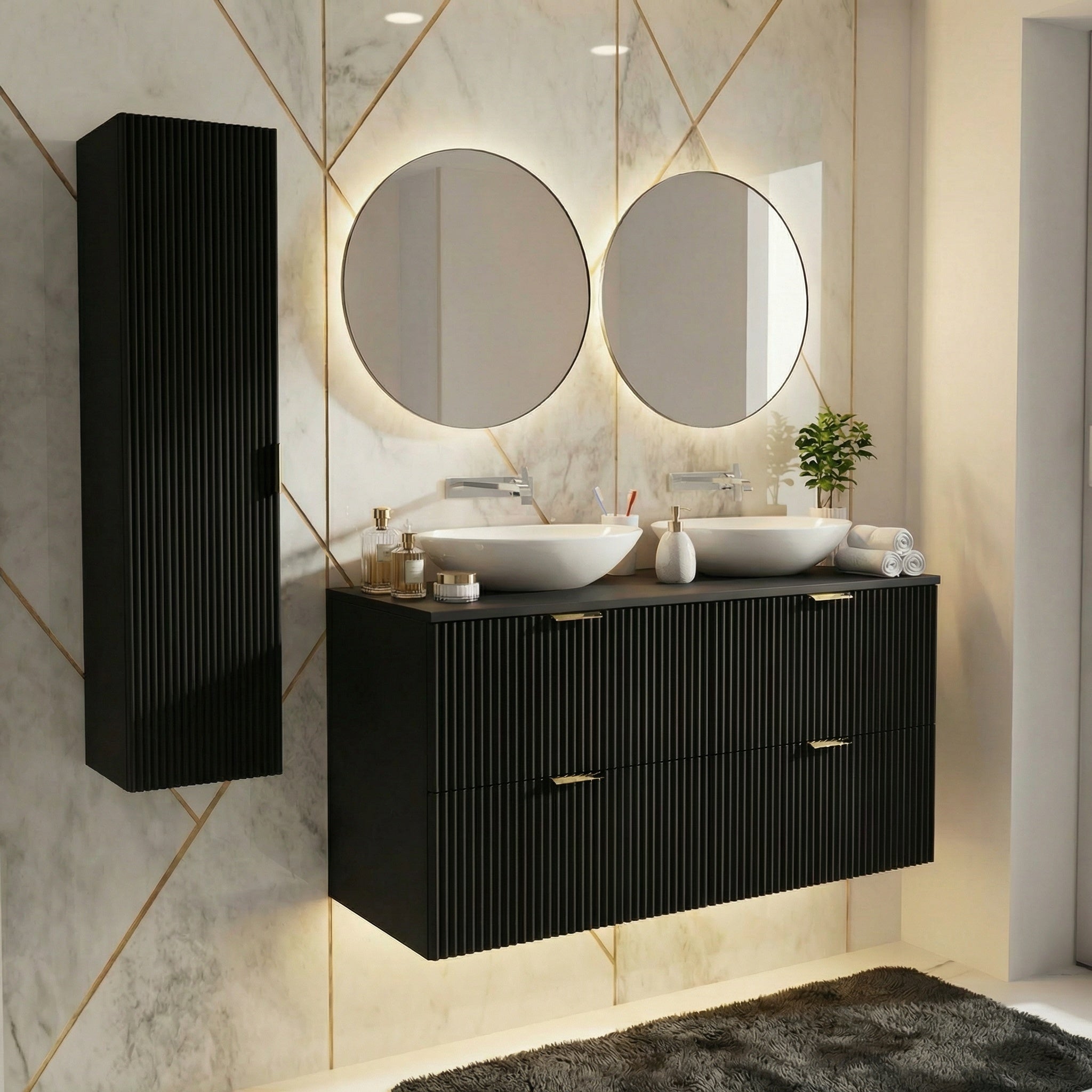 Waschtischunterschrank mit 4 Schubladen 120 cm Willy - Schwarz